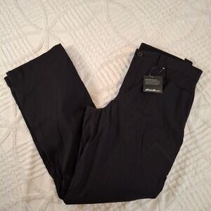 Eddie Bauer Womens 12 Rainier Pants Black Fleece Lined Straight Mid Rise NWT